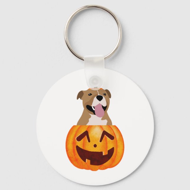 Pitbull Halloween  Keychain (Front)