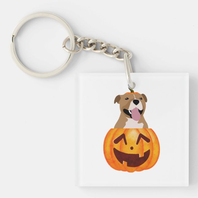 Pitbull Halloween  Keychain (Front)