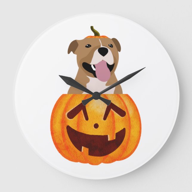 Pitbull Halloween   Large Clock (Front)