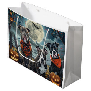 Pitbull Halloween Spooky Large Gift Bag