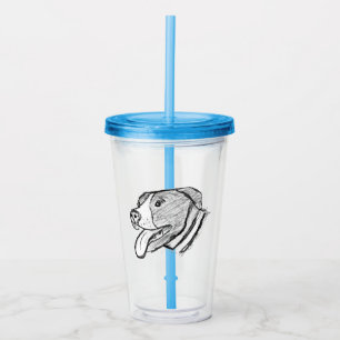 pitbull hand drawn photo dog animal lover acrylic tumbler