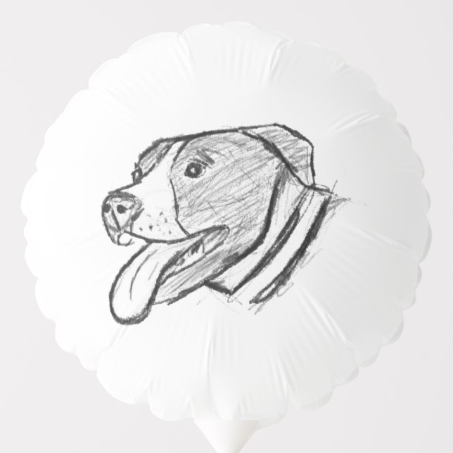 pitbull hand drawn photo dog animal lover balloon (Front)