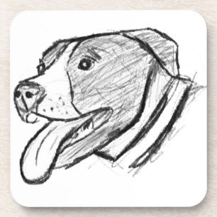 pitbull hand drawn photo dog animal lover  beverage coaster