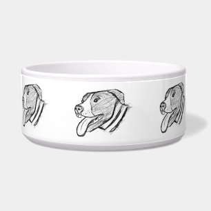 pitbull hand drawn photo dog animal lover bowl
