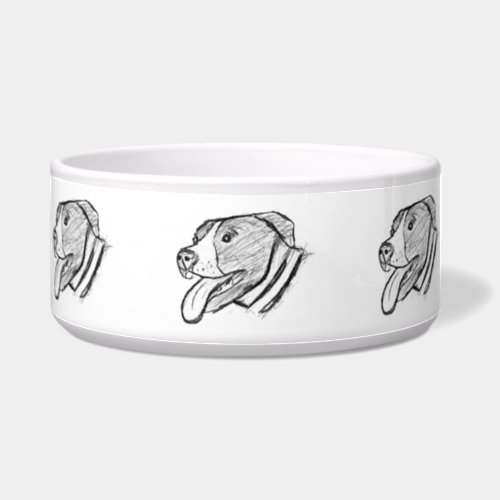 pitbull hand drawn photo dog animal lover bowl