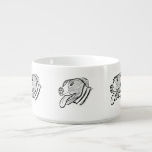 pitbull hand drawn photo dog animal lover bowl