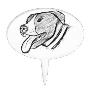 pitbull hand drawn photo dog animal lover cake topper