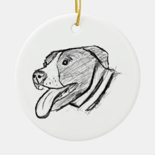 pitbull hand drawn photo dog animal lover ceramic ornament
