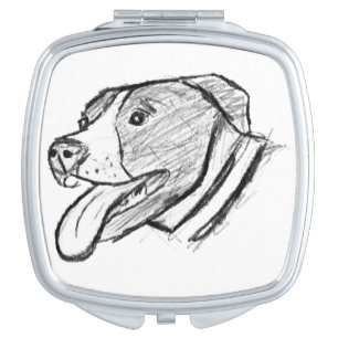 pitbull hand drawn photo dog animal lover compact mirror