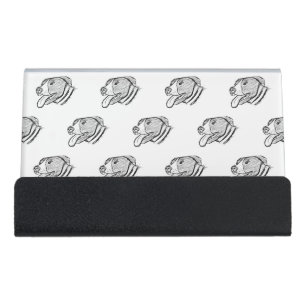 pitbull hand drawn photo dog animal lover  desk business card holder