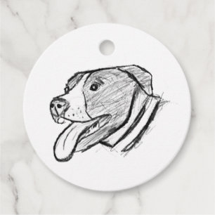 pitbull hand drawn photo dog animal lover favor tags