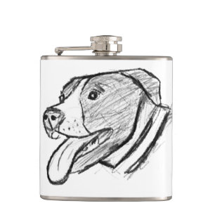 pitbull hand drawn photo dog animal lover flask
