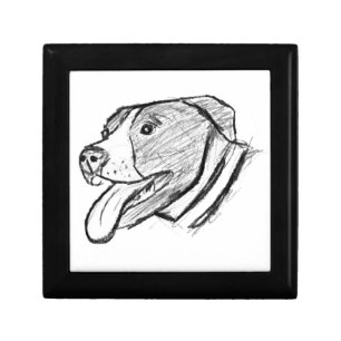 pitbull hand drawn photo dog animal lover gift box