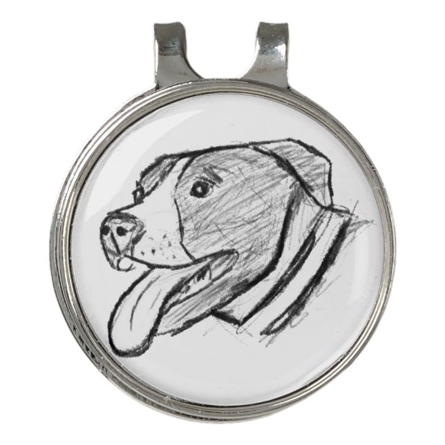 pitbull hand drawn photo dog animal lover golf hat clip (Front)