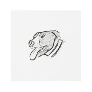 pitbull hand drawn photo dog animal lover metal print