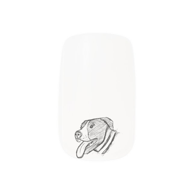 pitbull hand drawn photo dog animal lover minx nail art (Left Thumb)