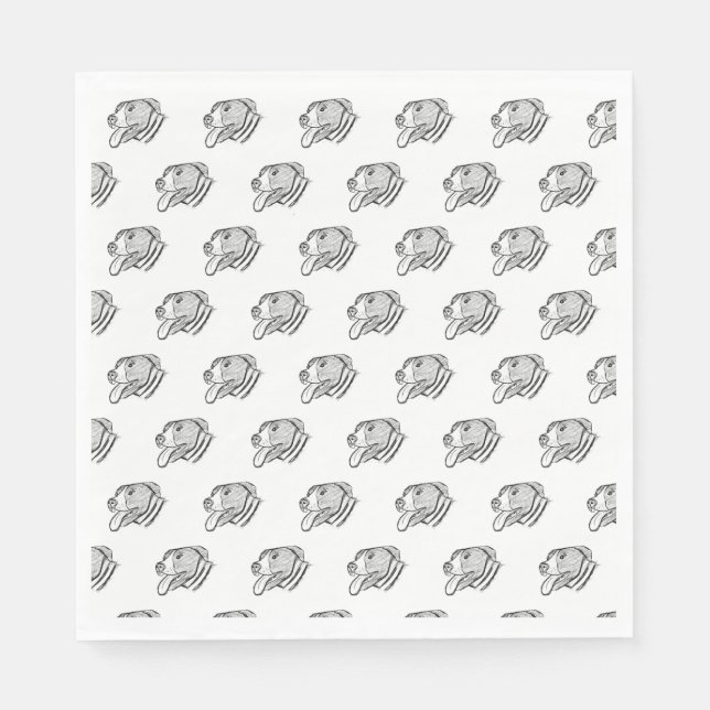pitbull hand drawn photo dog animal lover napkins (Front)