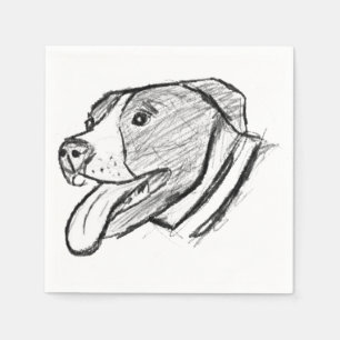 pitbull hand drawn photo dog animal lover napkins