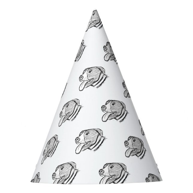 pitbull hand drawn photo dog animal lover party hat (Front)