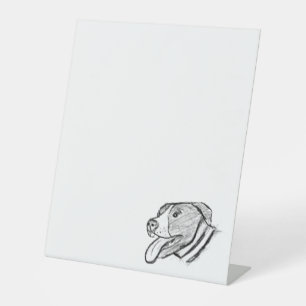 pitbull hand drawn photo dog animal lover pedestal sign