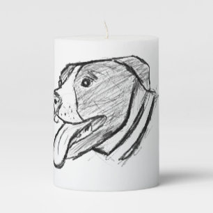 pitbull hand drawn photo dog animal lover pillar candle