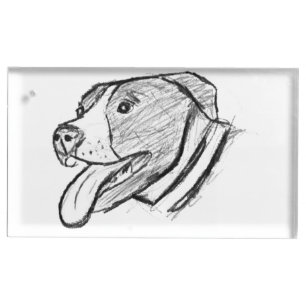 pitbull hand drawn photo dog animal lover place card holder