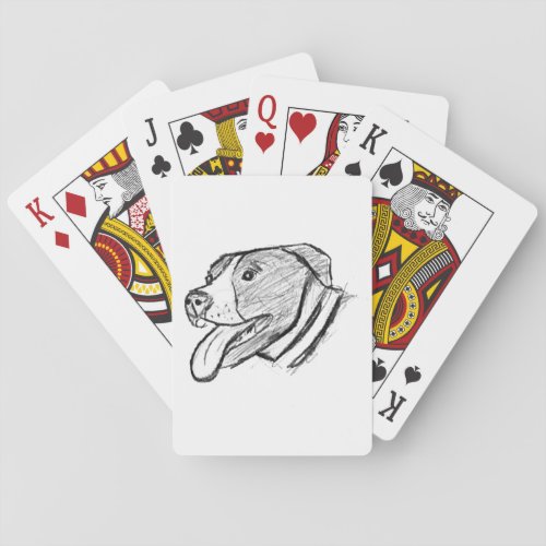 pitbull hand drawn photo dog animal lover  playing cards