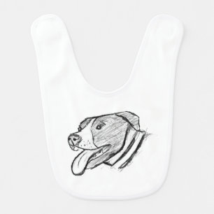 pitbull hand drawn photo dog animal lover poster baby bib