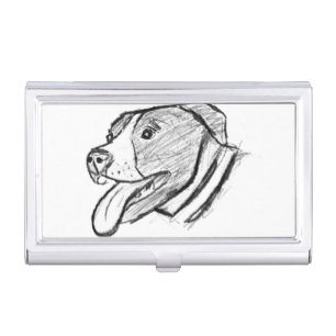 pitbull hand drawn photo dog animal lover poster business card case