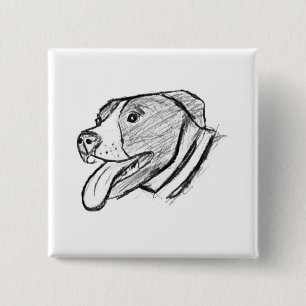 pitbull hand drawn photo dog animal lover poster button