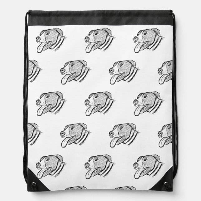 pitbull hand drawn photo dog animal lover poster drawstring bag (Front)