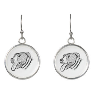 pitbull hand drawn photo dog animal lover poster earrings