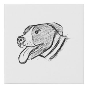 pitbull hand drawn photo dog animal lover poster faux canvas print
