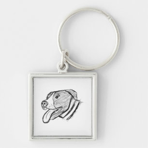 pitbull hand drawn photo dog animal lover poster keychain
