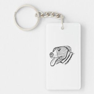 pitbull hand drawn photo dog animal lover poster keychain
