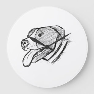 pitbull hand drawn photo dog animal lover poster large clock