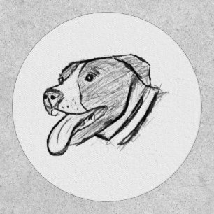 pitbull hand drawn photo dog animal lover poster patch