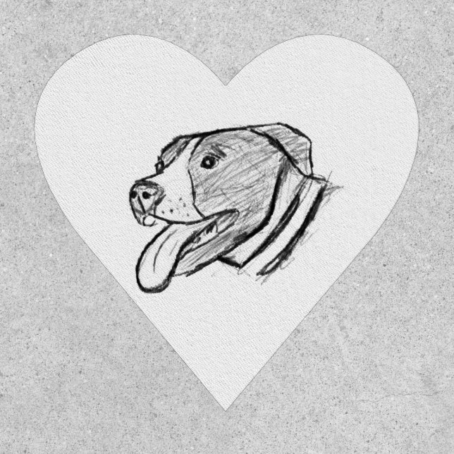 pitbull hand drawn photo dog animal lover poster patch (Front)