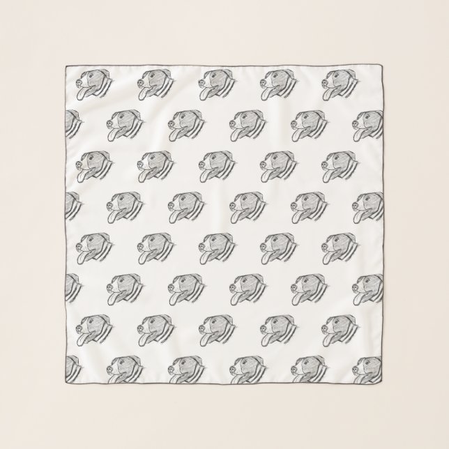 pitbull hand drawn photo dog animal lover poster scarf (Front)