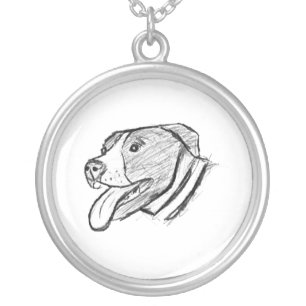 pitbull hand drawn photo dog animal lover poster silver plated necklace