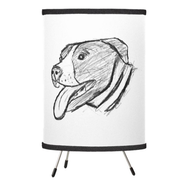 pitbull hand drawn photo dog animal lover poster tripod lamp (Left)