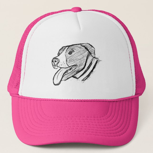 pitbull hand drawn photo dog animal lover poster trucker hat (Front)