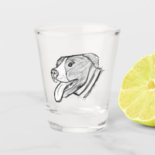 pitbull hand drawn photo dog animal lover shot glass
