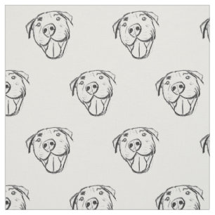 pitbull hand drawn photo dog animal lover simple fabric