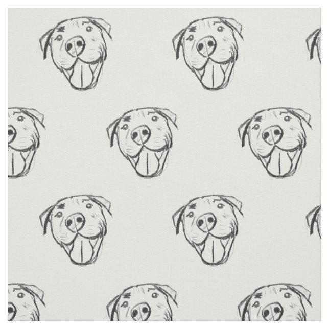 pitbull hand drawn photo dog animal lover simple  fabric (Swatch)