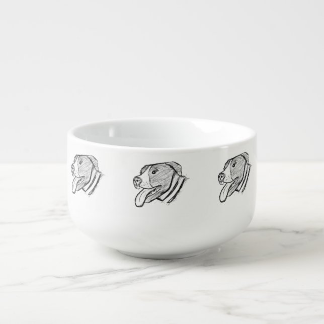 pitbull hand drawn photo dog animal lover soup mug (Front)
