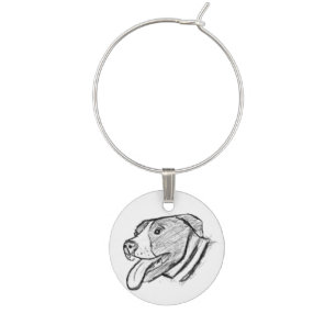 pitbull hand drawn photo dog animal lover wine charm
