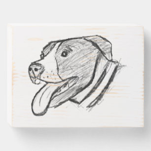 pitbull hand drawn photo dog animal lover wooden box sign