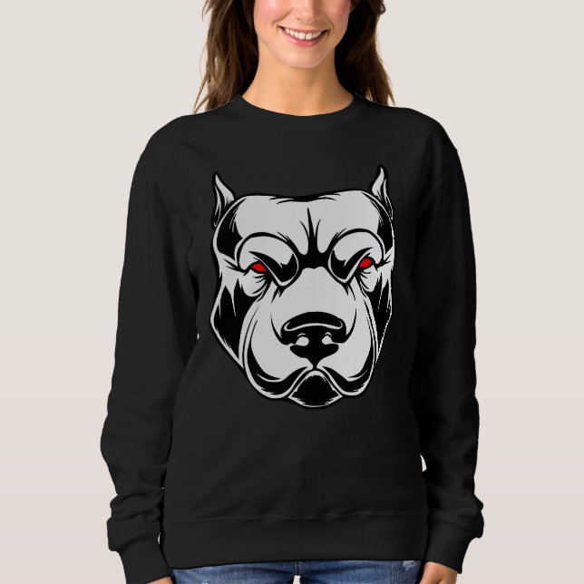Pitbull Head With Red Eyes Oranges Sweatshirt (Front)