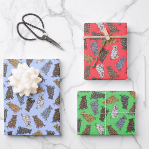 Pitbull Holiday Confetti - red, blue, green Wrapping Paper Sheets